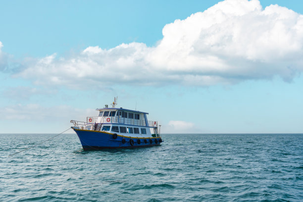 渡船在碧波荡漾的海面上航行图片下载