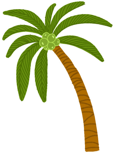 椰子树涂鸦风格孤立的白色背景。手绘粉彩，蜡笔，油彩和粉笔插图图片下载