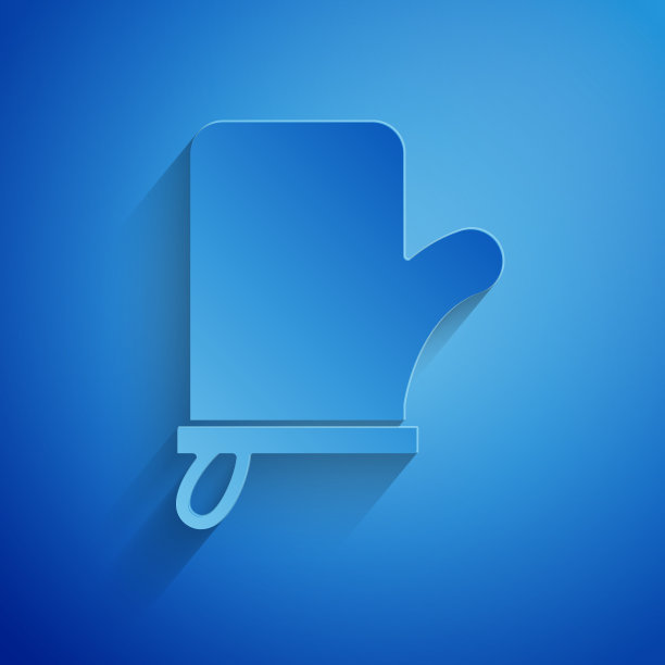 剪纸桑拿连指手套图标孤立的蓝色图片下载