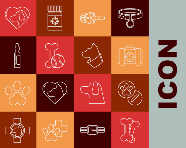 设置线狗骨头和药片宠物急救箱图片下载