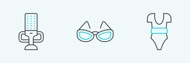 设置线泳装麦克风和眼镜图标图片下载