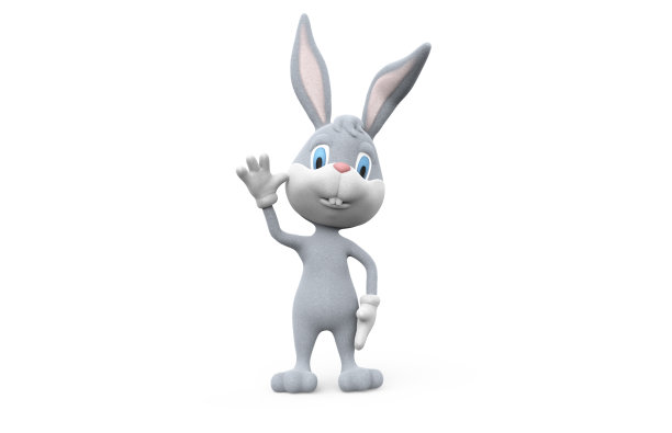 复活节兔子在白色背景上挥手图片下载