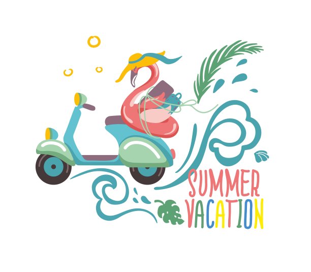 暑假复古滑板车，度假沙滩，旅游，摩托车图片下载