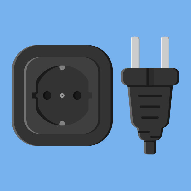 电源插座f型黑色矢量平面插图图片下载