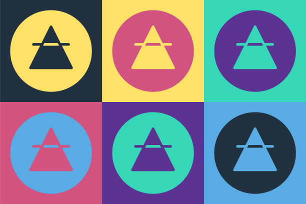 波普艺术的空气元素象征炼金术的图标孤立在彩色背景上。基本的神秘元素。向量图片下载