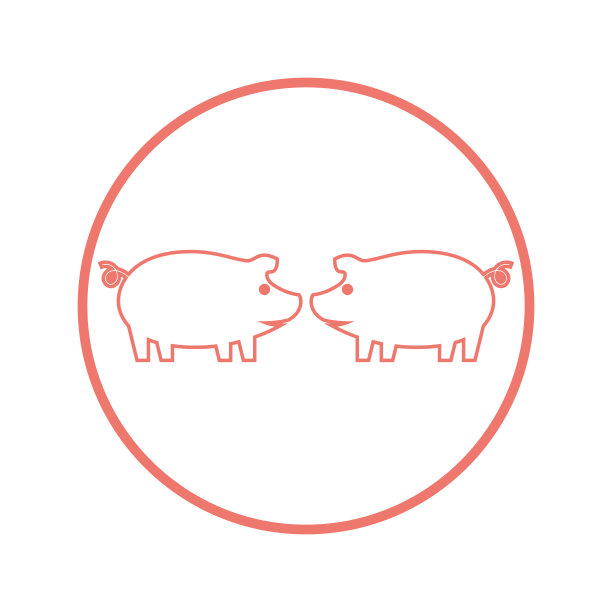 简单的猪标志设计，为猪场，餐厅，企业，猪肉中心，矢量图片下载