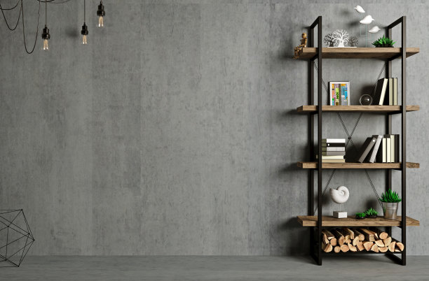 阁楼内部背景是旧墙和灯光图片下载