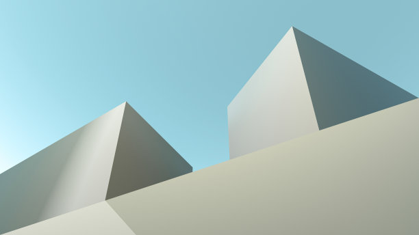 最小的建筑设计。建筑，建筑有影子。米色建筑抽象的未来主义。3 d渲染。图片下载