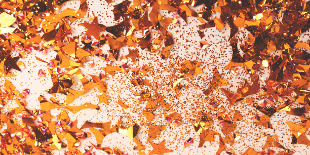 带有金色五彩纸屑和闪光的横幅。图片下载