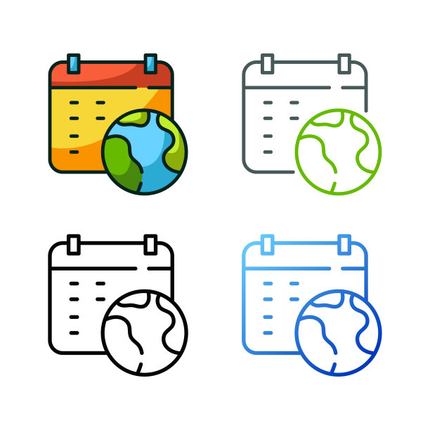 地球日图标设计在四个变化的颜色图片下载