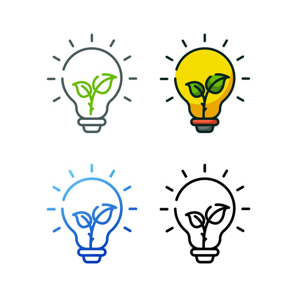 自然能源图标设计在四个变化的颜色图片下载