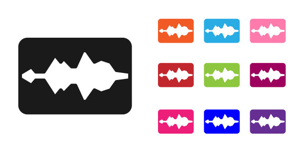黑色音乐波均衡器图标孤立的白色背景。声波。音频数字均衡器技术，控制台面板，脉冲音乐。设置图标彩色。向量图片下载