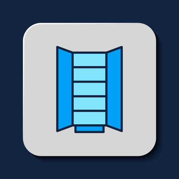 填充轮廓衣柜图标孤立的蓝色背景。橱柜的迹象。向量图片下载