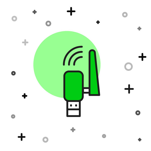 填充轮廓Usb无线适配器图标隔离在白色背景。向量图片下载