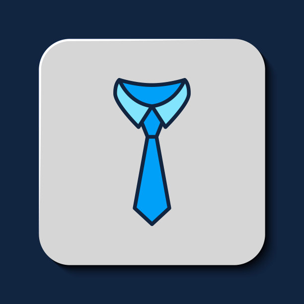 填充轮廓领带图标孤立的蓝色背景。领带和领巾符号。向量图片下载