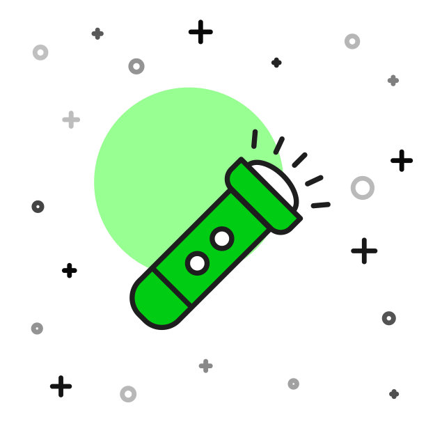 填充轮廓手电筒图标孤立的白色背景。向量图片下载