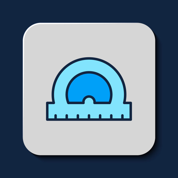 填充轮廓量角器网格测量度图标隔离在蓝色背景。倾斜角度计。测量工具。几何符号。向量图片下载