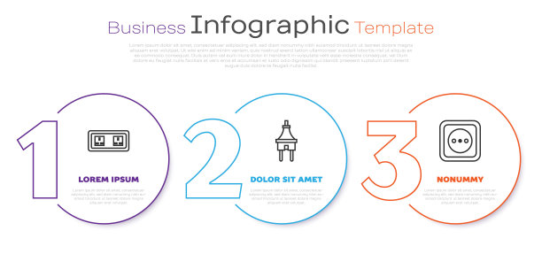 设线插座、插头、插座。业务信息图表模板。向量图片下载