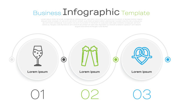 一杯啤酒，一杯啤酒和椒盐脆饼。业务信息图表模板。向量图片下载