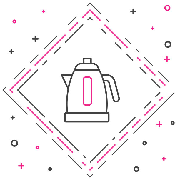 线电热水壶图标隔离在白色背景。茶壶图标。色彩缤纷的轮廓概念。向量图片下载