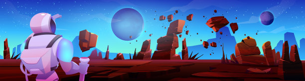 宇航员在太空中的外星球背景图片下载