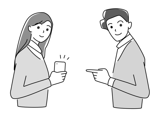 一个女人拿着手机，一个男人指着手机图片下载