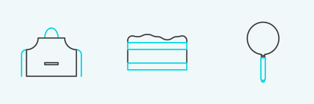 摆好煎锅、厨房围裙和布朗尼图片下载