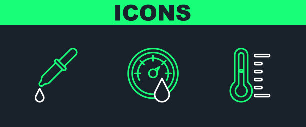 设置线桑拿温度计移液管和图标图片下载