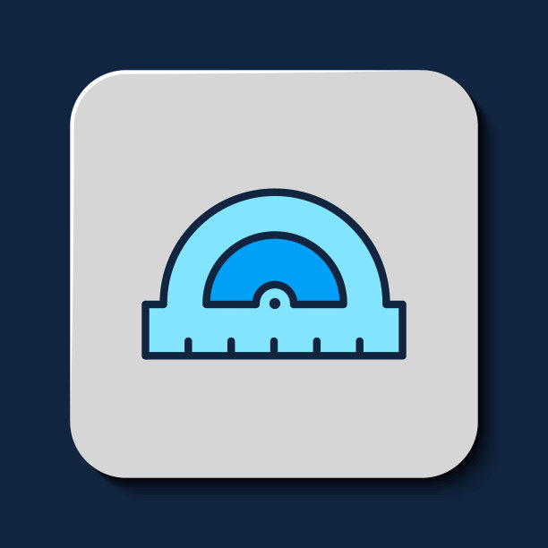 填充轮廓量角器网格测量度图标隔离在蓝色背景。倾斜角度计。测量工具。几何符号。向量图片下载