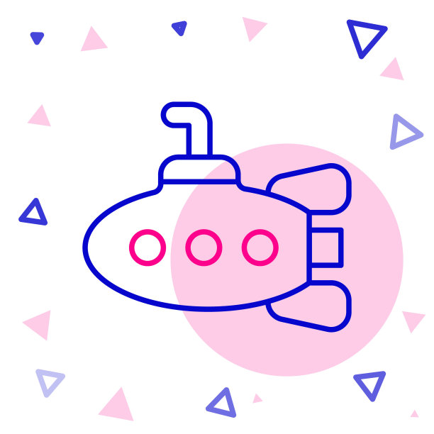 线潜艇玩具图标孤立的白色背景。色彩缤纷的轮廓概念。向量图片下载