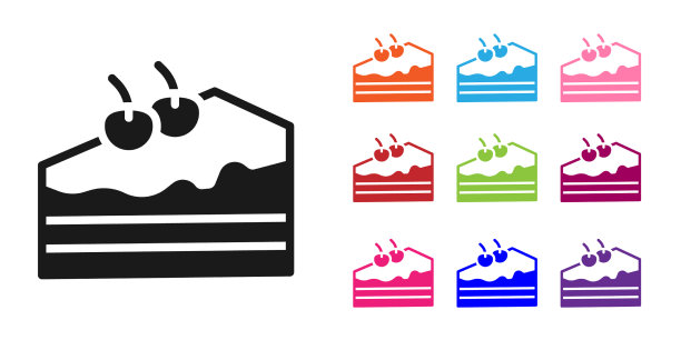 黑色的一块蛋糕图标孤立在白色图片下载