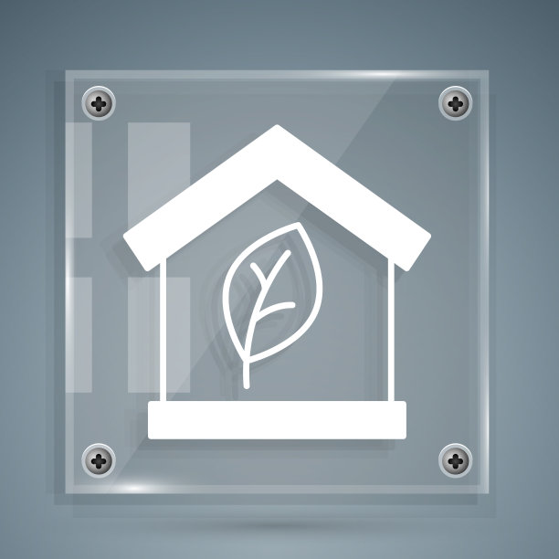 白色环保的房子图标孤立在灰色图片下载
