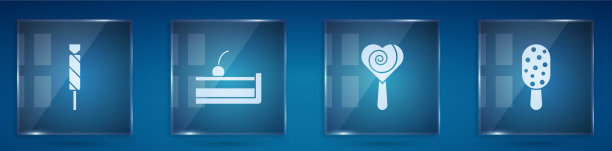 糖果樱桃芝士蛋糕，棒棒糖和冰块图片下载