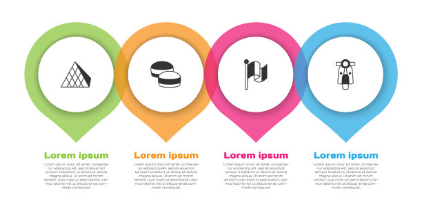 设置卢浮宫玻璃金字塔马卡龙饼干旗图片下载