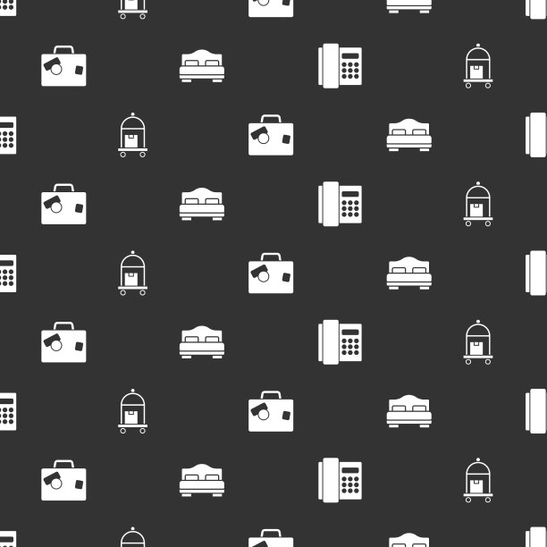 设置电话听筒、行李箱和酒店房间图片下载