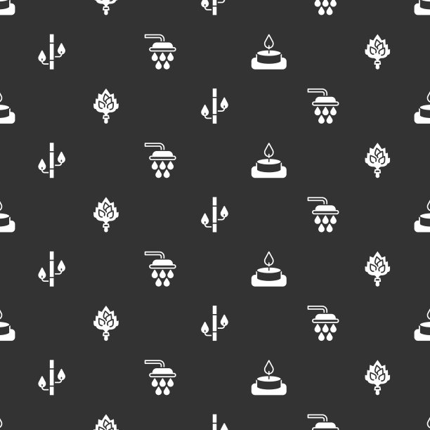 设置香薰蜡烛、桑拿、扫帚、竹子和淋浴图片下载