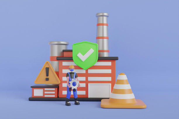 工厂安全理念。环境保护和工作安全的实践方面，健康安全环境。3d插图图片下载