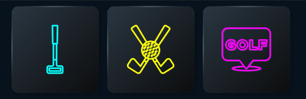 设置线高尔夫球杆标签和交叉高尔夫球图片下载