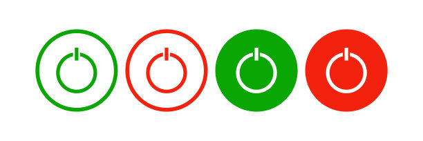 电源按钮图标设置，启动和停止按钮矢量标志，开关图标图片下载