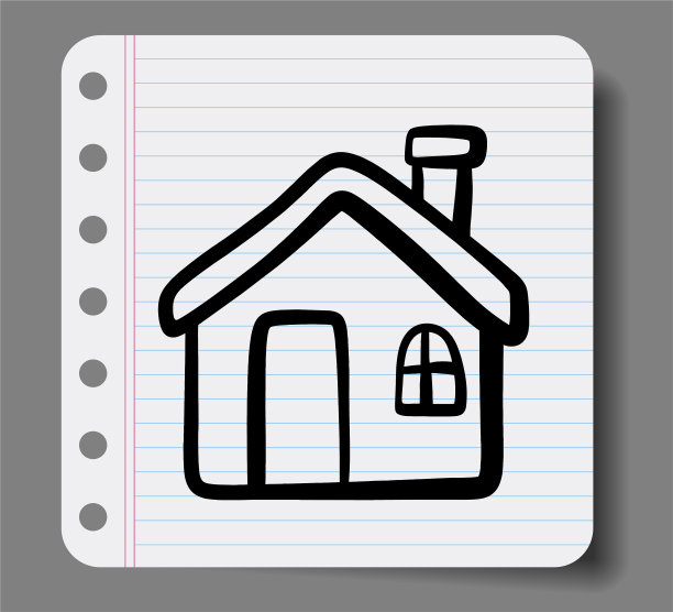 在纸上画可爱的房子。图片下载