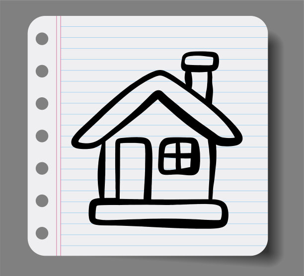 在纸上画可爱的房子。图片下载