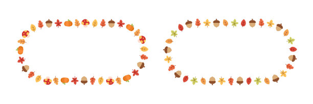 秋天定格。花环的秋天的叶子，万圣节，感恩节边框模板。矢量插图。图片下载