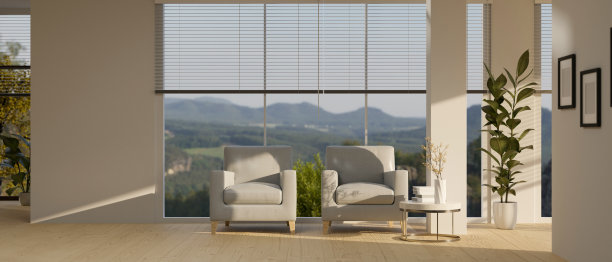 室内设计一个现代宽敞的休息室或客厅与舒适的椅子图片下载