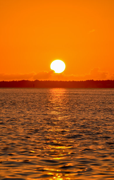 水上的春日日落图片下载