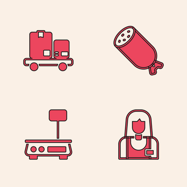 设置卖家手推车和箱子的腊肠图片下载