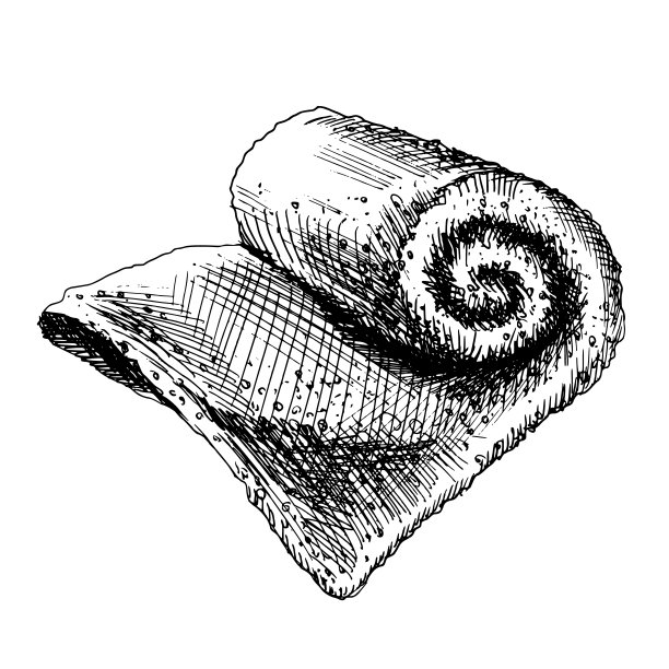 毛巾半卷。手绘图形插图。Eps矢量，孤立物体。图片下载