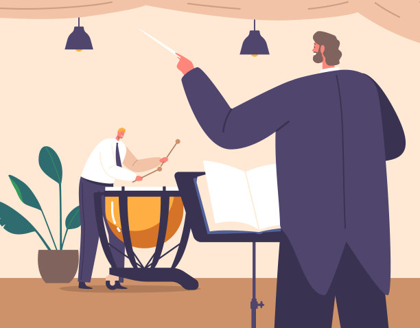 经典鼓手以熟练的节拍和节奏吸引观众，指挥舞台音乐家和指挥家图片下载