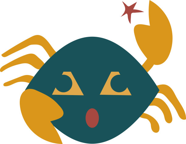 可爱的海蟹海洋生物字符插图图形元素图片下载