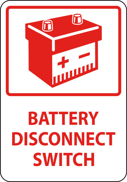 电池断开开关标志在白色背景上图片下载