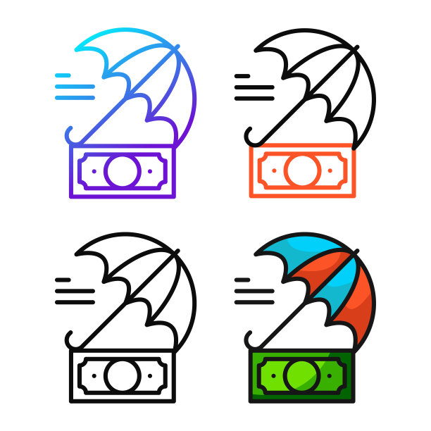 保险图标设计在四个变化的颜色图片下载